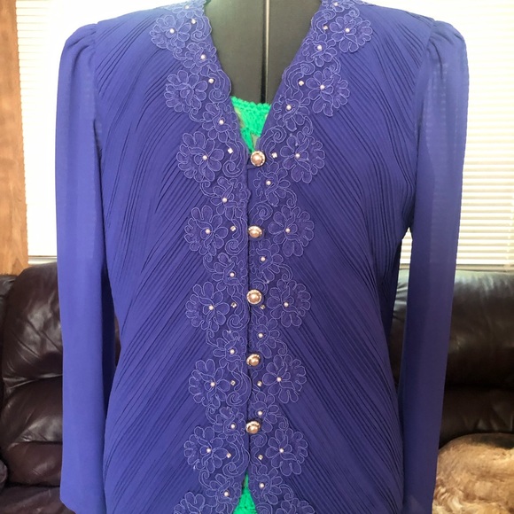 Gorgeous Vintage Floral Purple Blazer Jacket - Picture 4 of 9